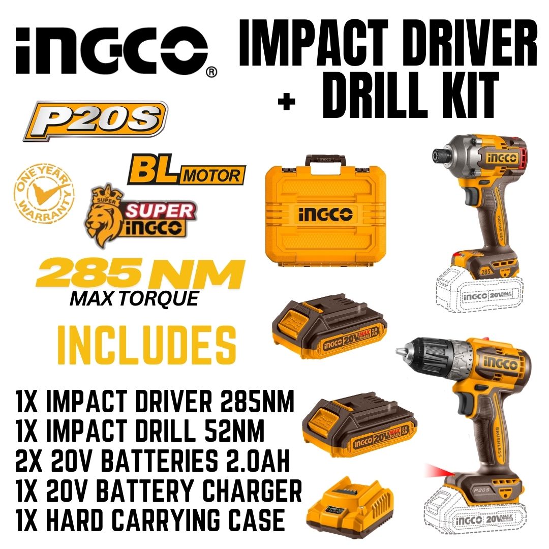 Ingco 20V Impact Driver and Drill Kit - Bethanie Hardware