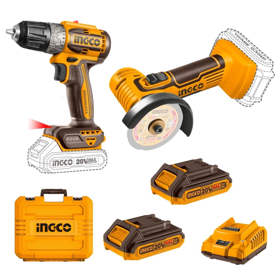 Ingco 20V Drill and Mini Grinder Kit - Bethanie Hardware