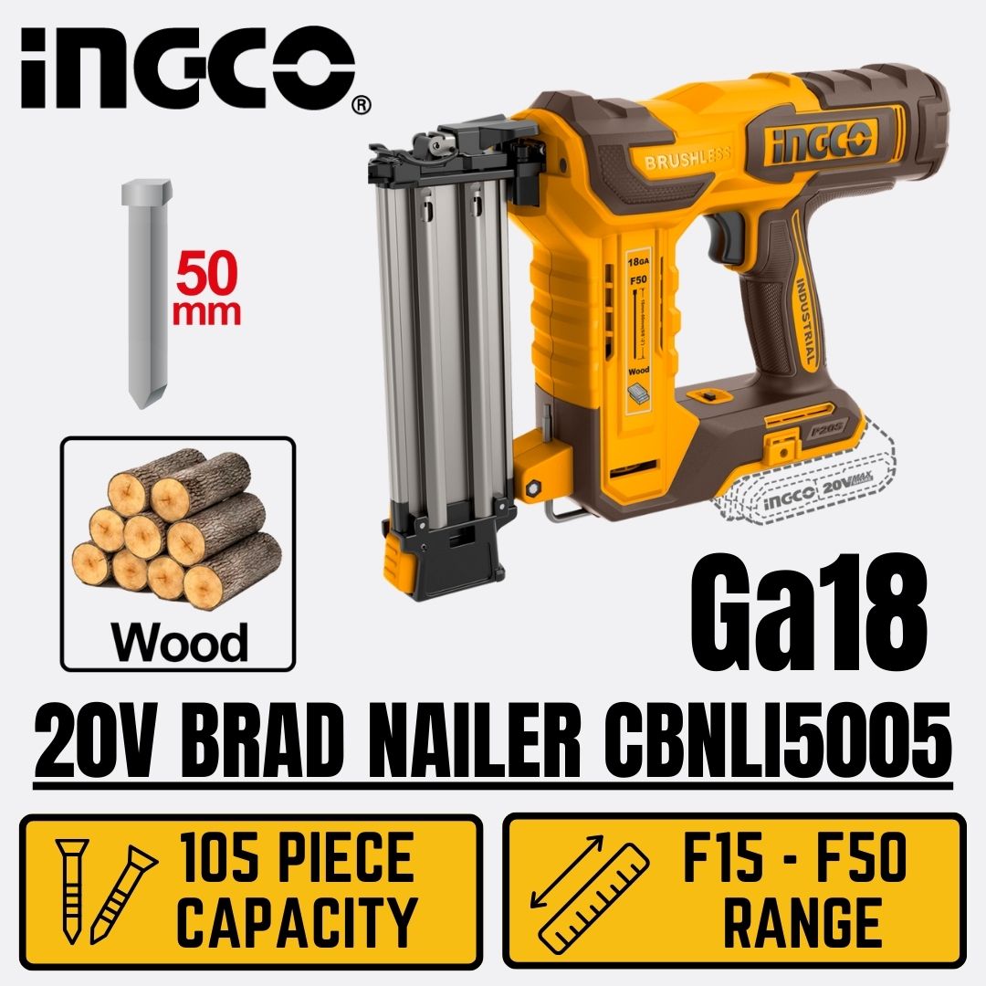 Ingco 20V Brad Nailer 50 mm | Air Assisted | P20S