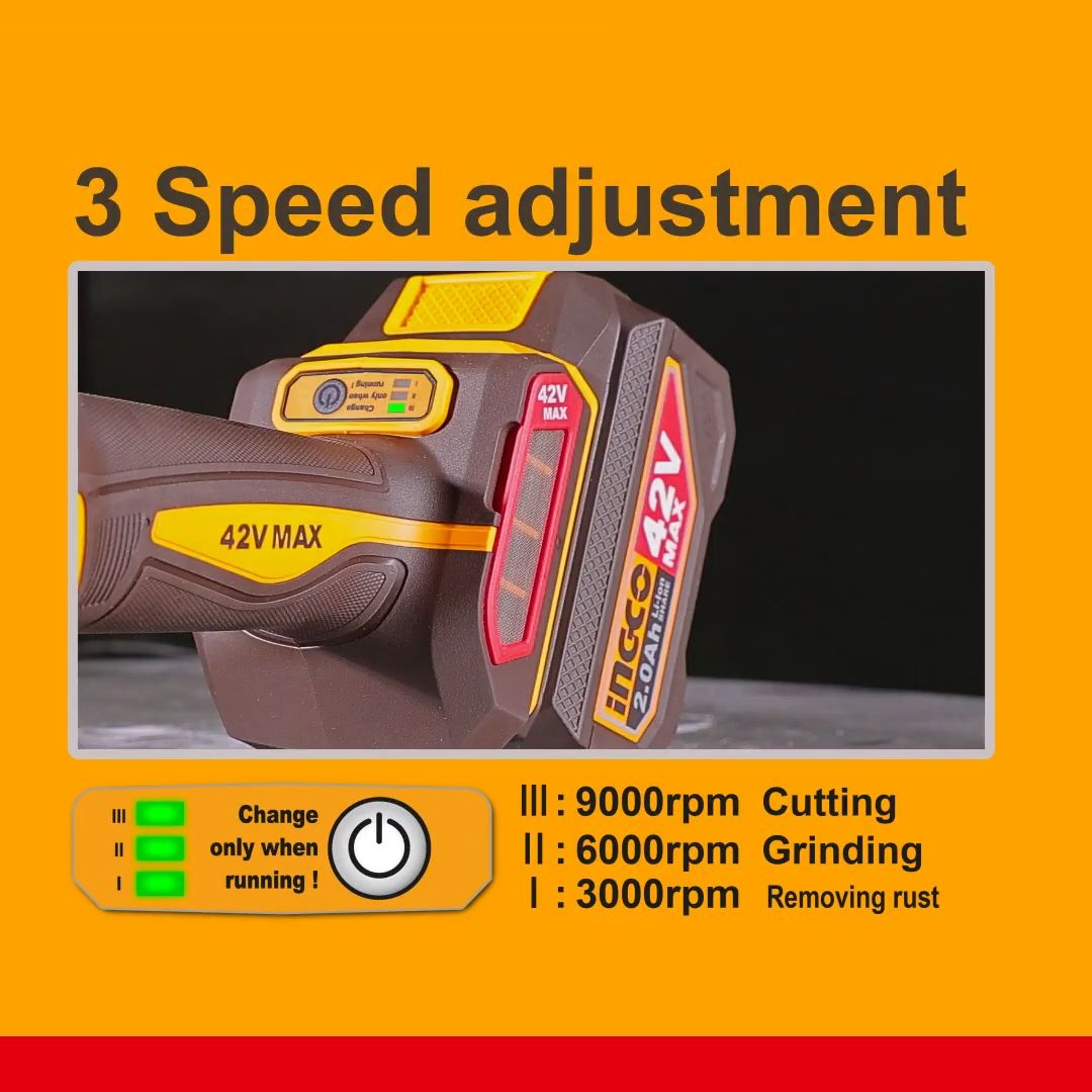 Ingco 42V Angle Grinder 115mm Kit | 1 080W | Brushless | P42M