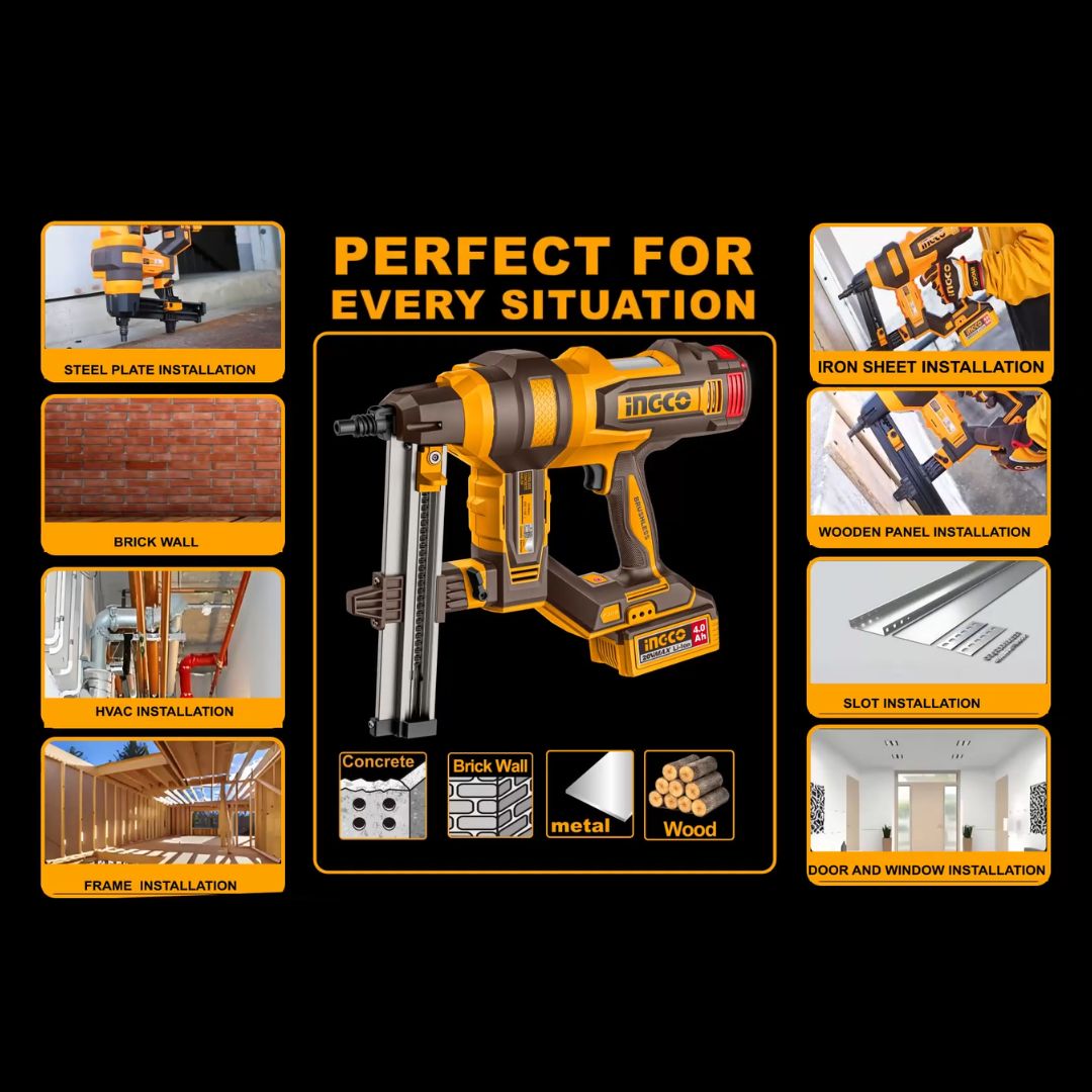 Ingco 20V Concrete Nailer 40 mm | Air Assisted | P20S