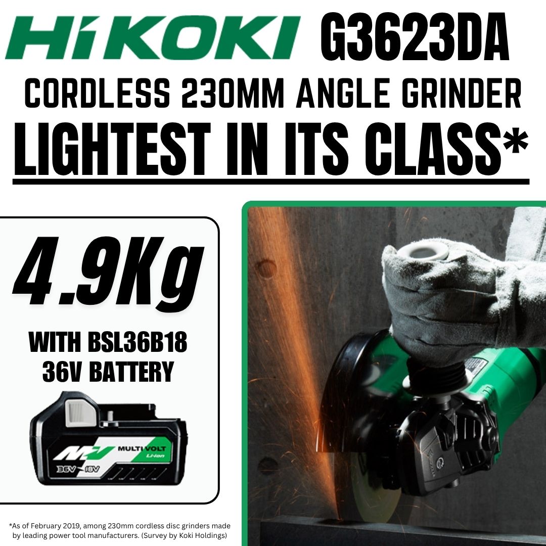 Hikoki 36V Angle Grinder 230mm G3623DA - Ultra Lightweight