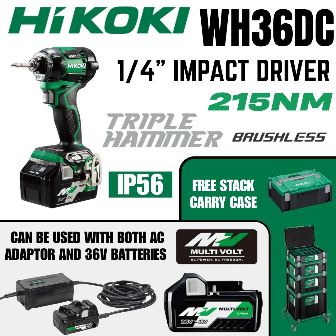 Hikoki 36V Impact Driver 1/4" Brushless - Bethanie Hardware