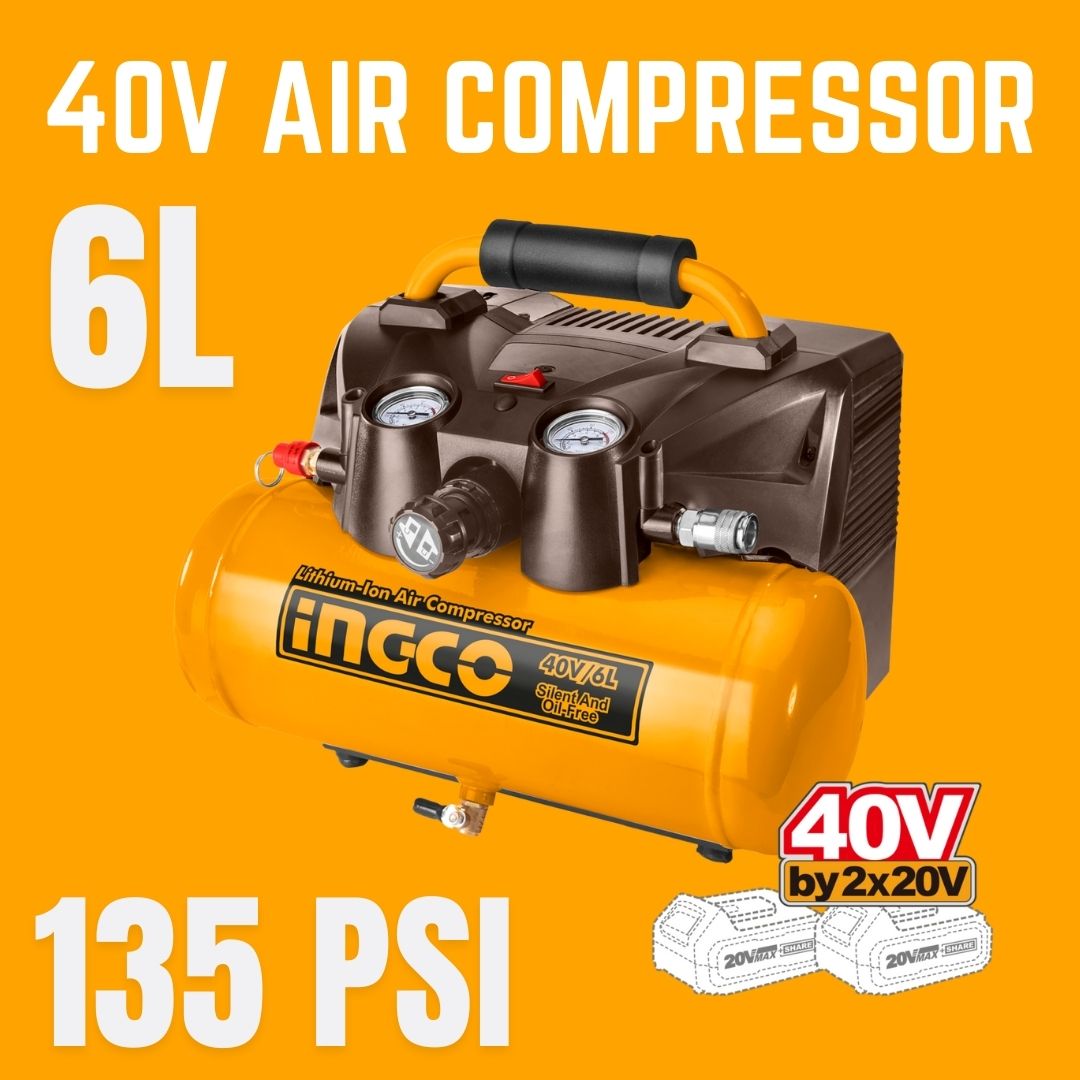 Ingco 40V Air Compressor 6.0L | 135 PSI | P20S