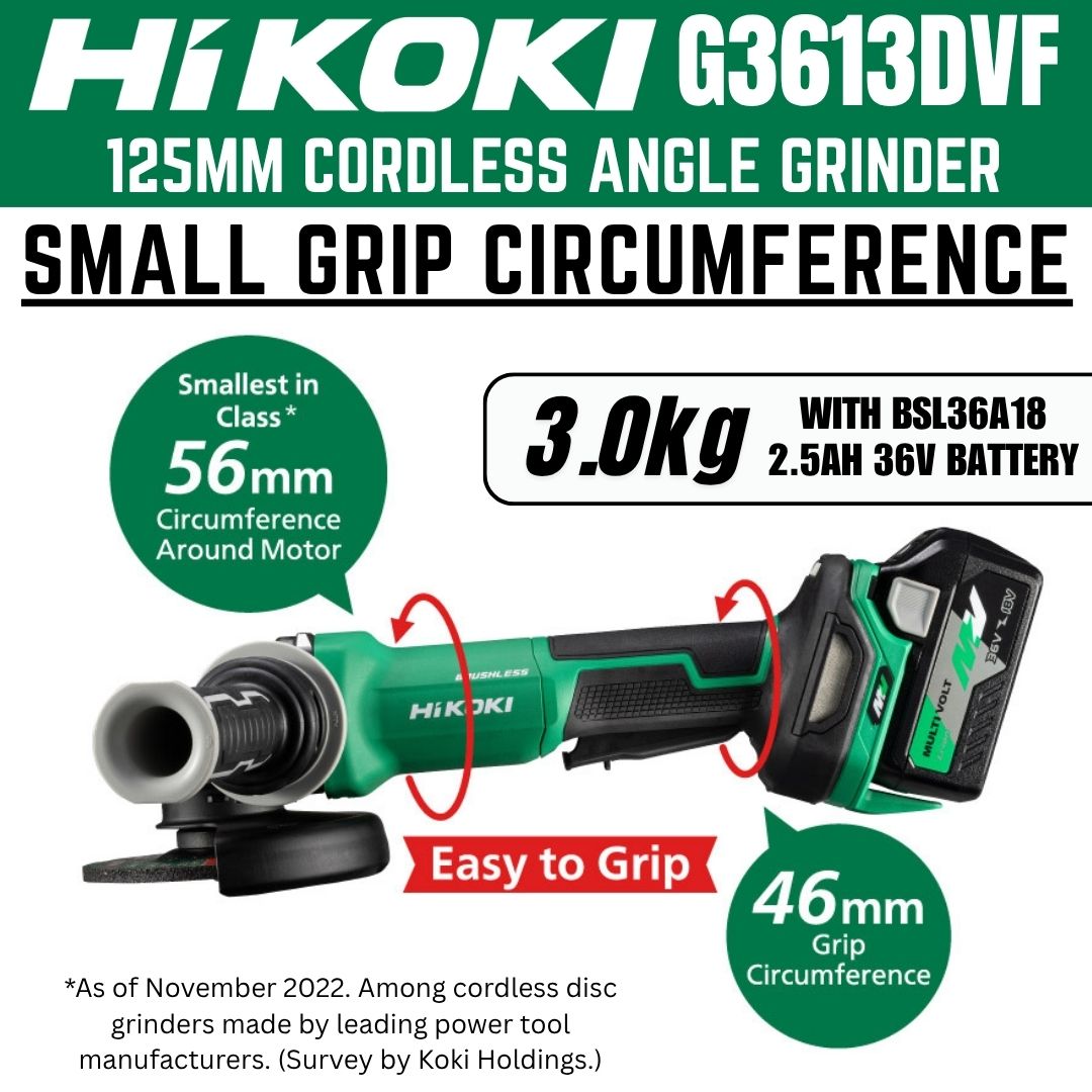 Hikoki Cordless Angle Grinder 125mm G3613DVF | Compact Grinder