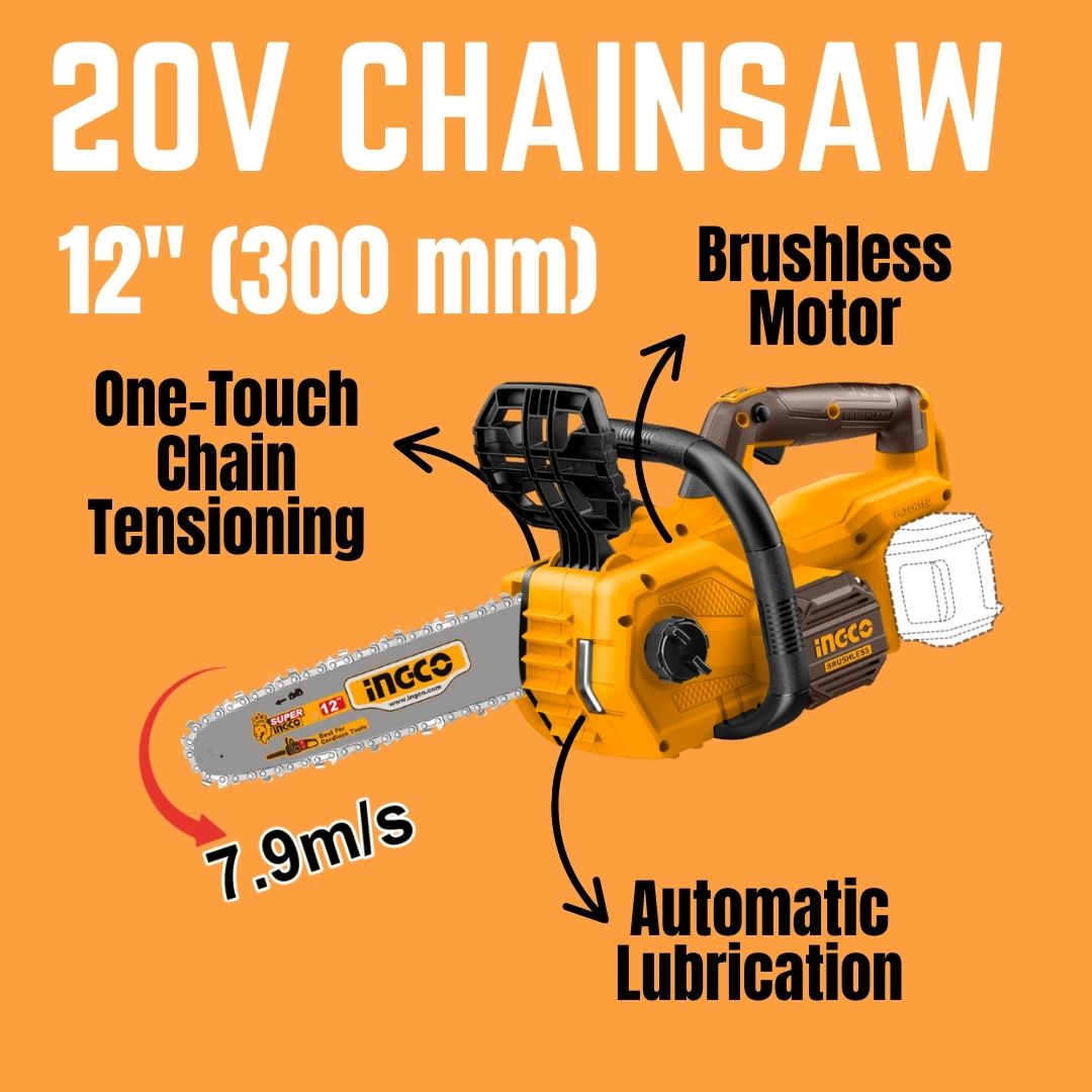 Ingco 20V Chainsaw Brushless | 12" (300 mm) | P20S