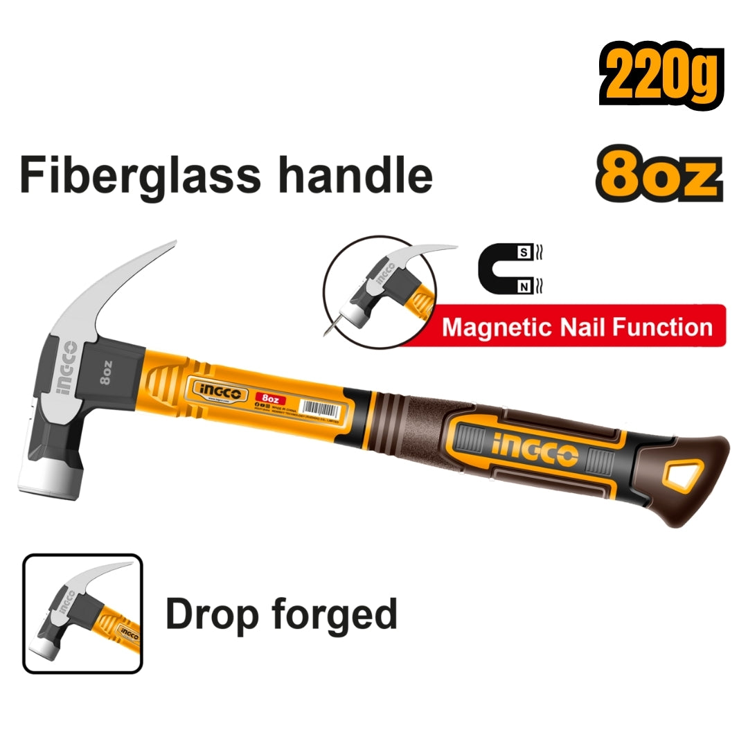 Ingco Claw Hammer Fibreglass - Magnetic Tip