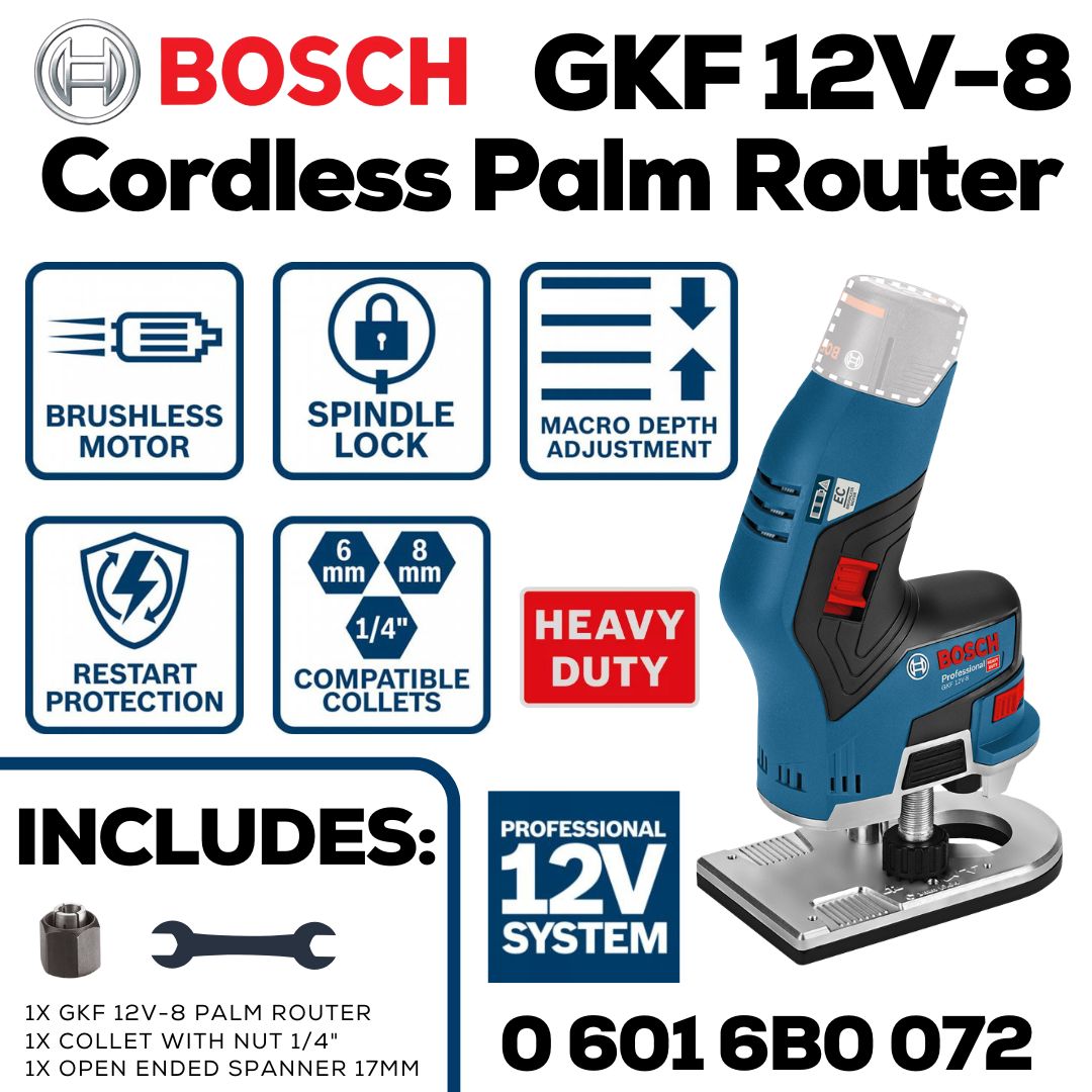Bosch 12V Cordless Palm Router | GKF 18V-8