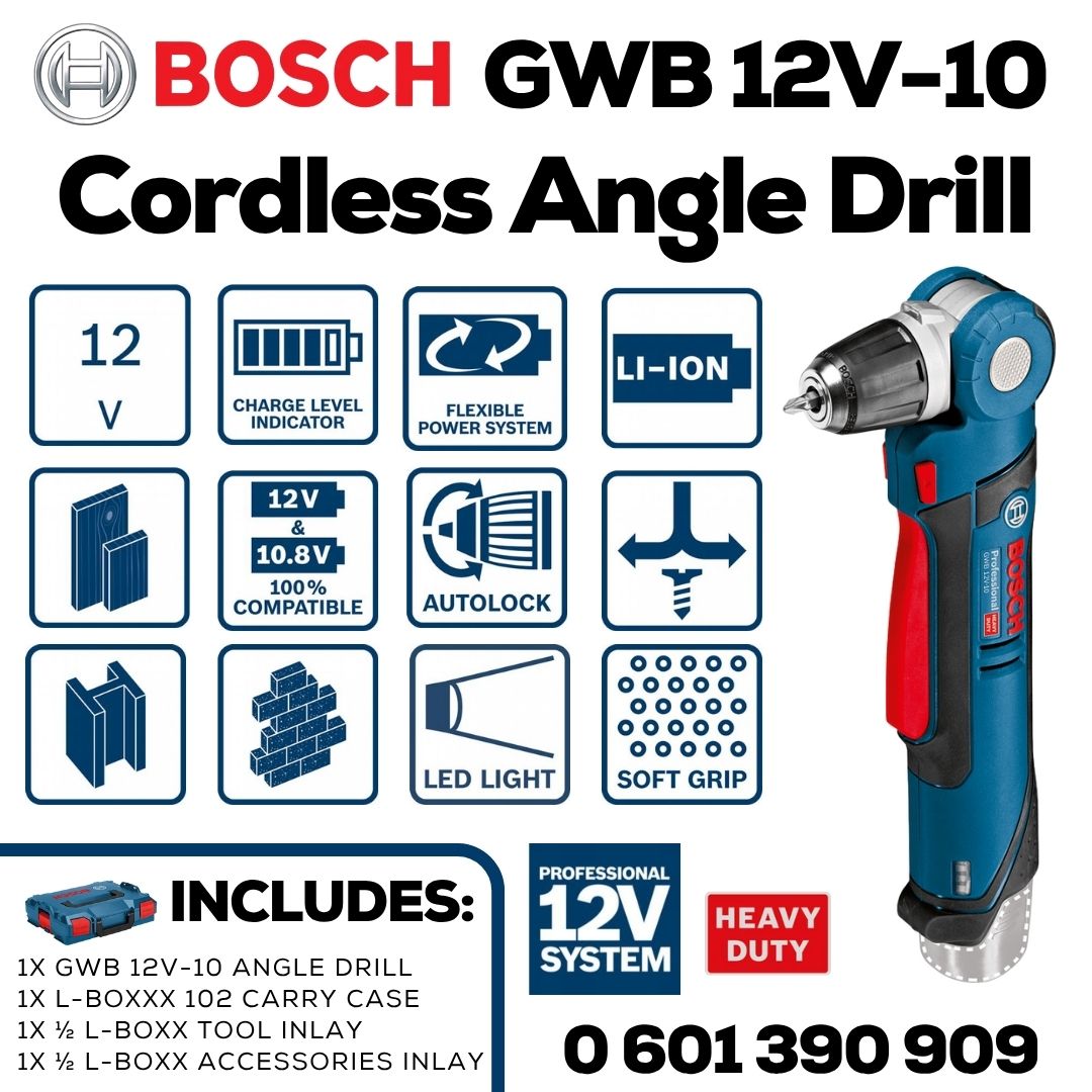 Bosch GWB 12V-10 Cordless Angle Driver - With L-BOXX