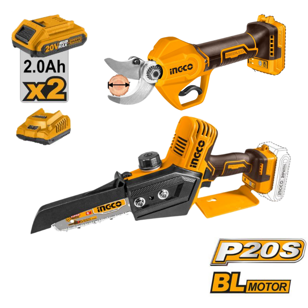 Ingco 20V Straight Shear + Mini Chainsaw Kit