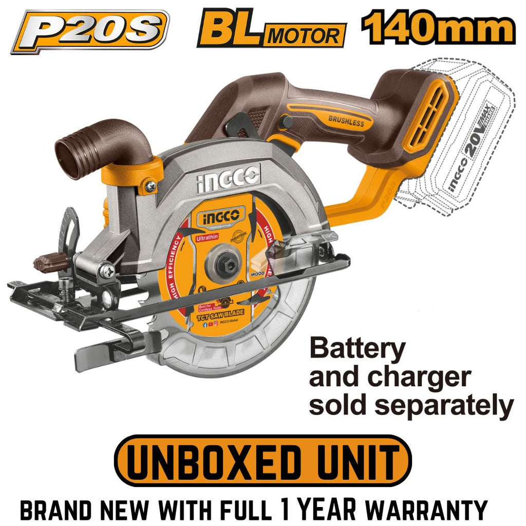 Ingco 20V Circular Saw Brushless 140mm - Unboxed Unit