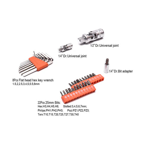 Harden Socket Set 77 Piece 1/2" & 1/4"