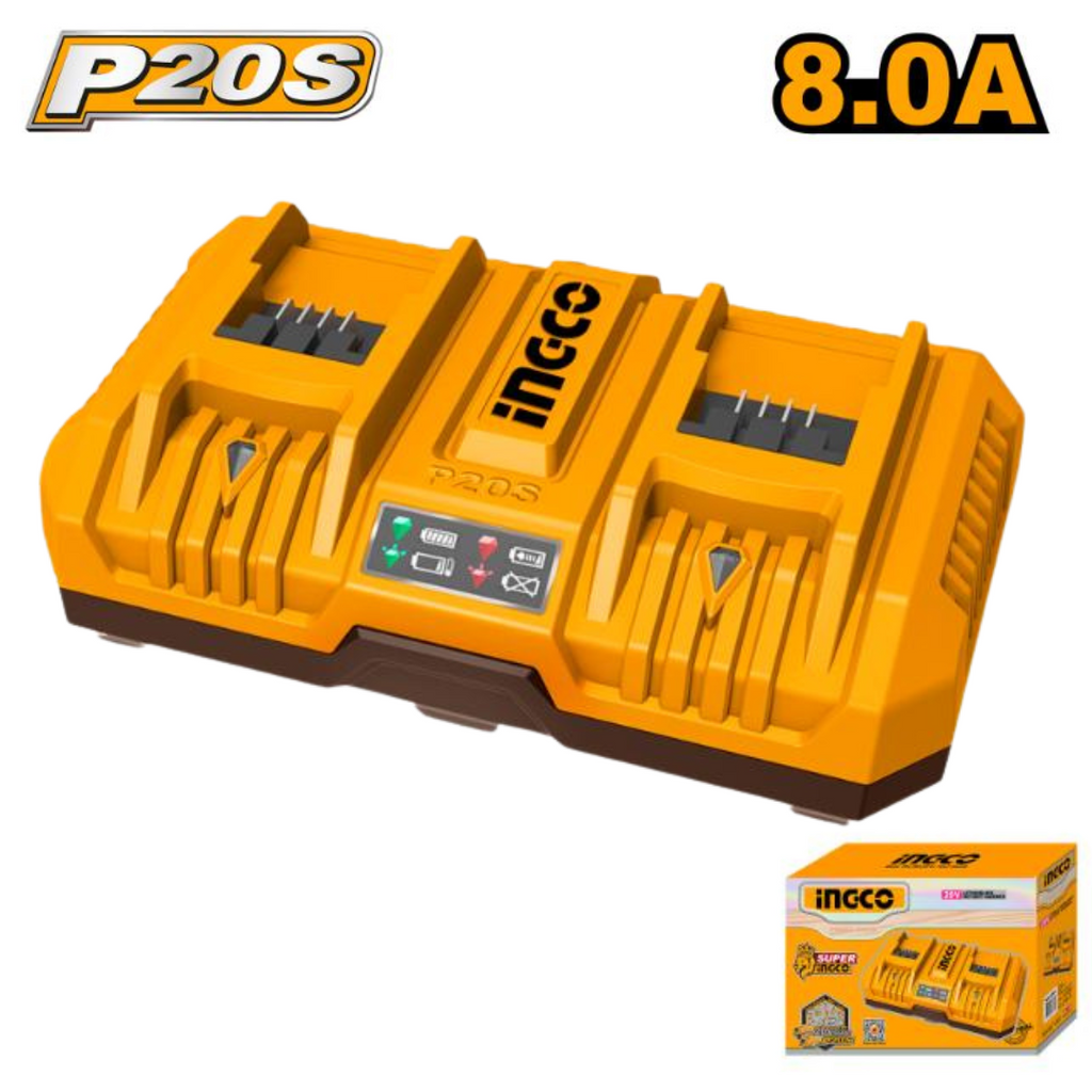 Ingco 20V Battery Charger Dual Fast 8A (P20S) - FCLI2082