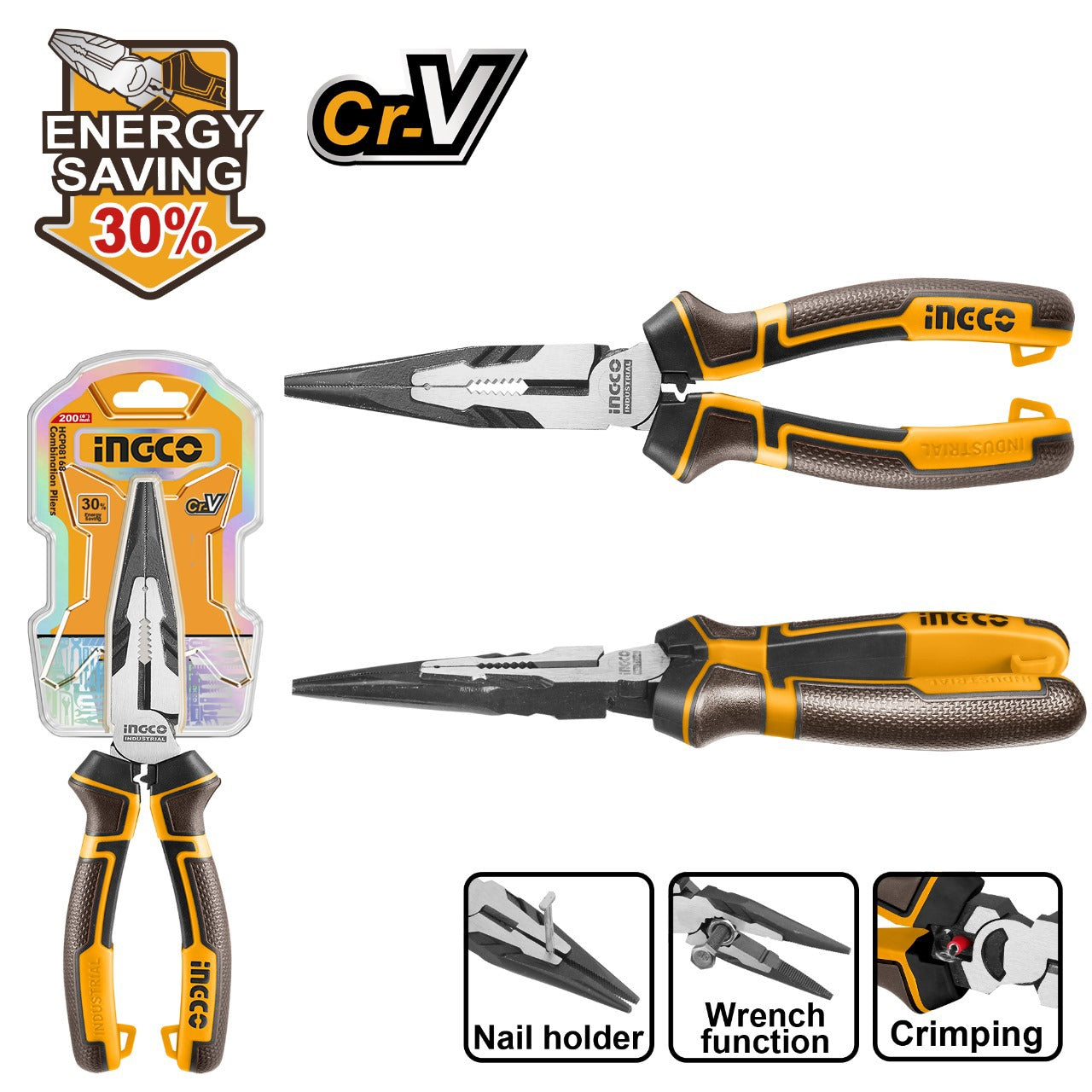 Ingco Plier | Long Nose | High Leverage