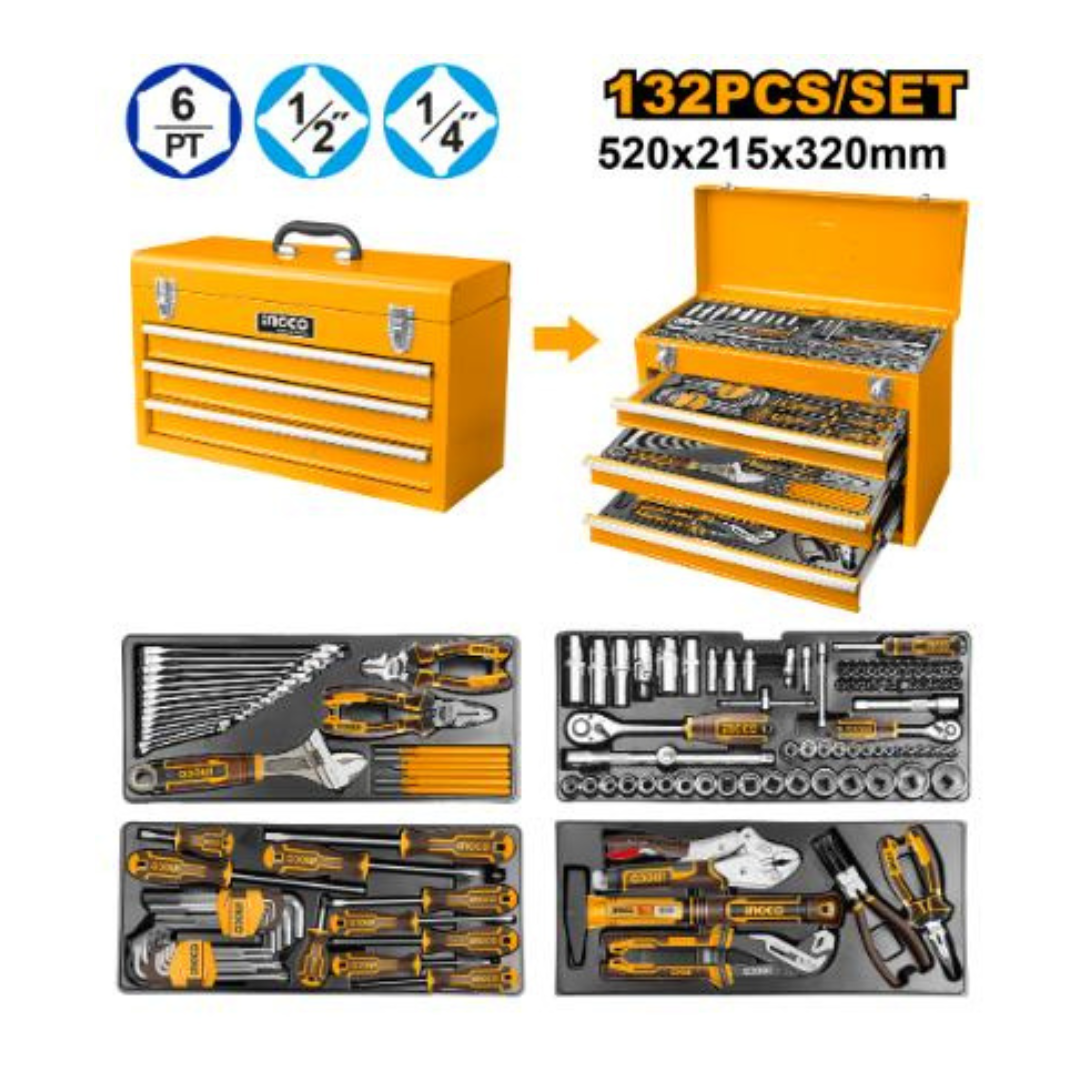 INGCO Tool Chest Set 132 Piece