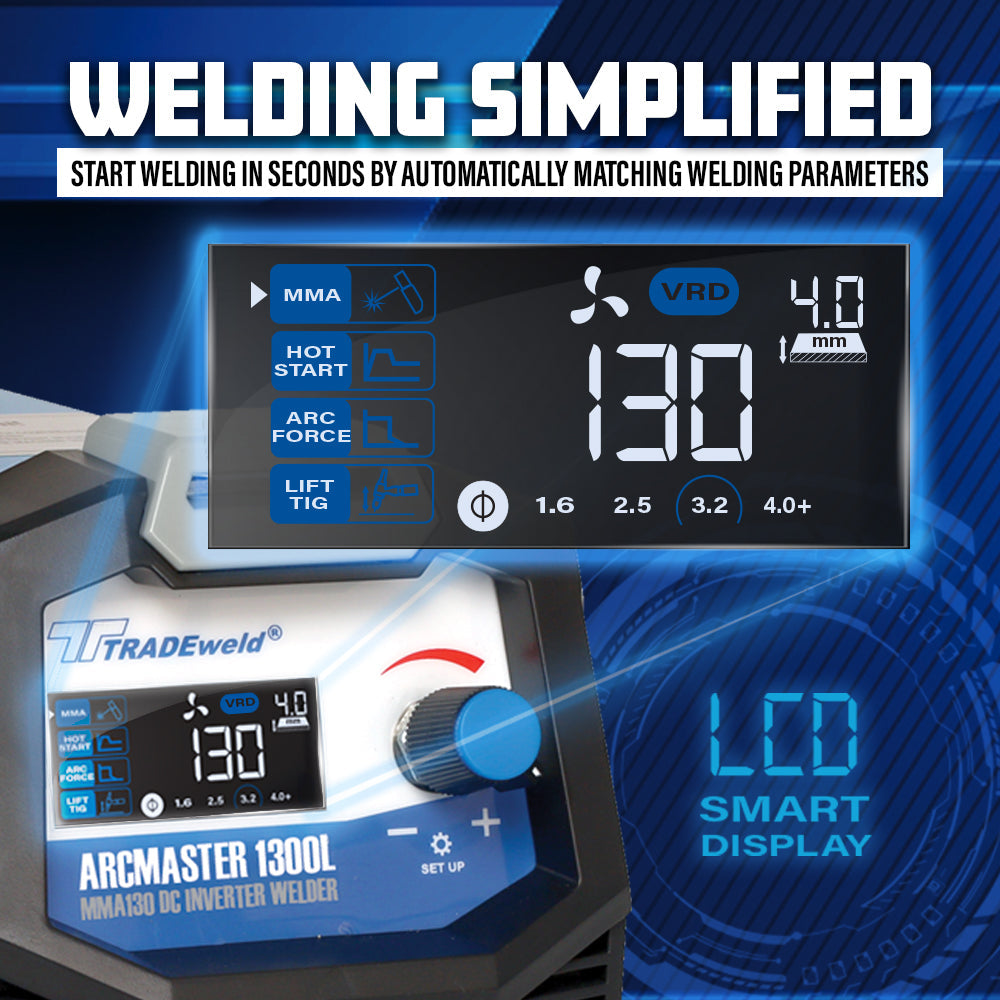 Tradeweld Welder Arcmaster Inverter 130amp (1300L)