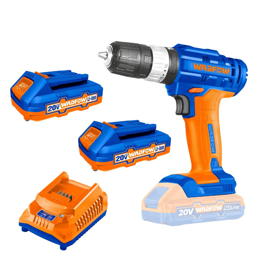 Wadfow 20V Impact Drill Kit | 2 Speed | P20S | 2 Batteries