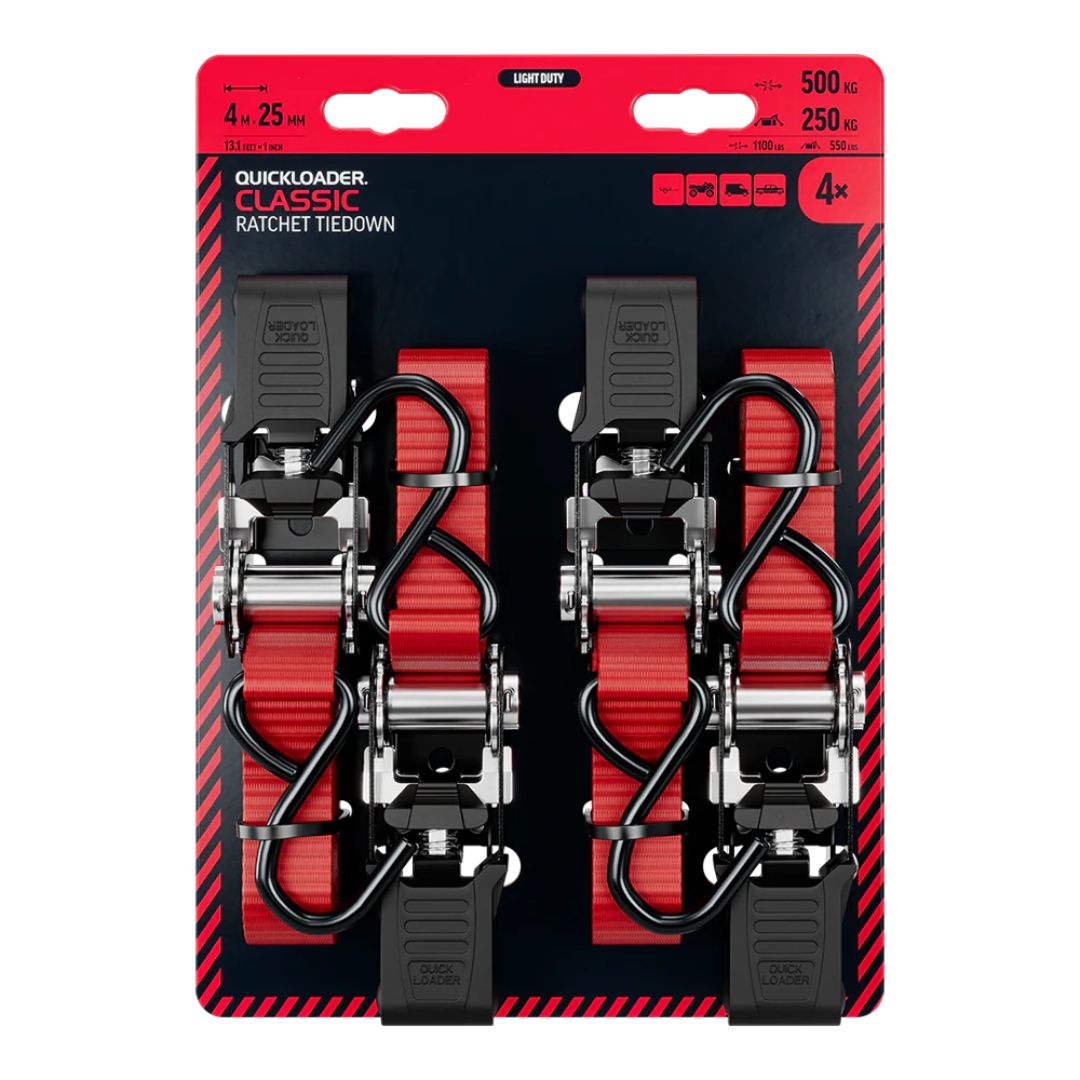 QuickLoader Tie Down | Classic Rubber | Light Duty | 4 Pack