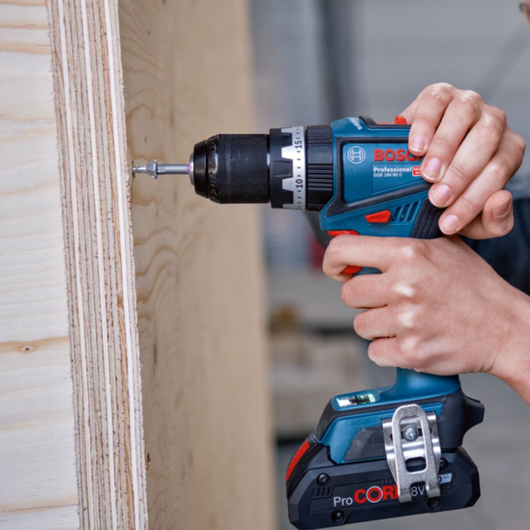 Bosch GSB 18V-90 C Cordless Impact Drill - Kickback Control
