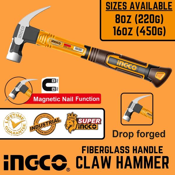 Ingco Claw Hammer Fibreglass - Magnetic Tip