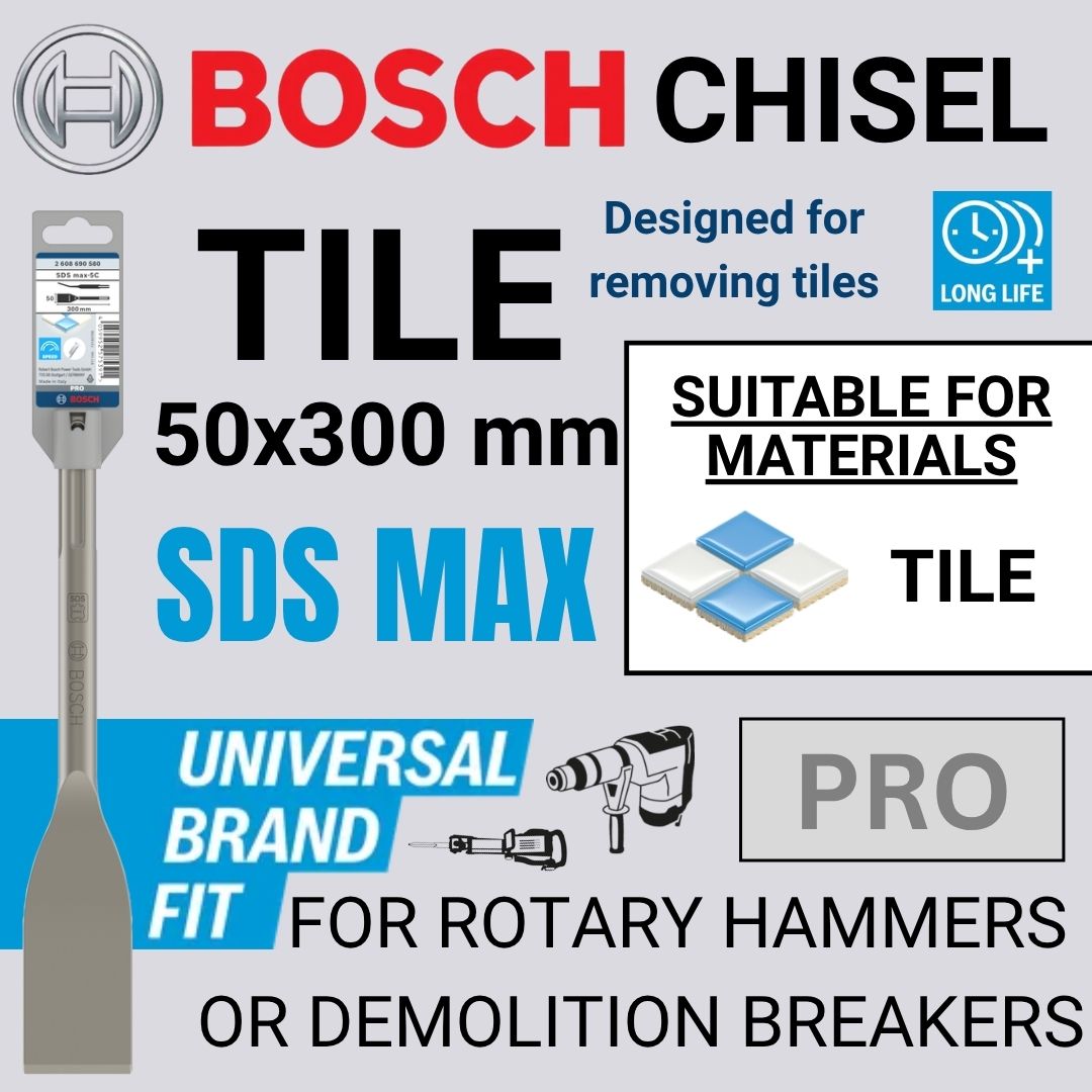 Bosch Pro SDS Max-5C Chisel | Tile  | 50x300 mm