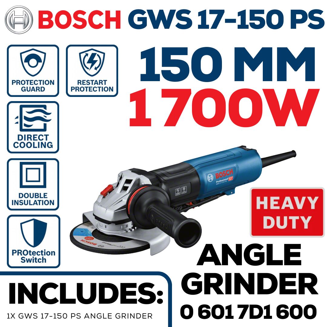 Bosch 1 700W Angle Grinder 150mm with Paddle Switch and Variable Speed
