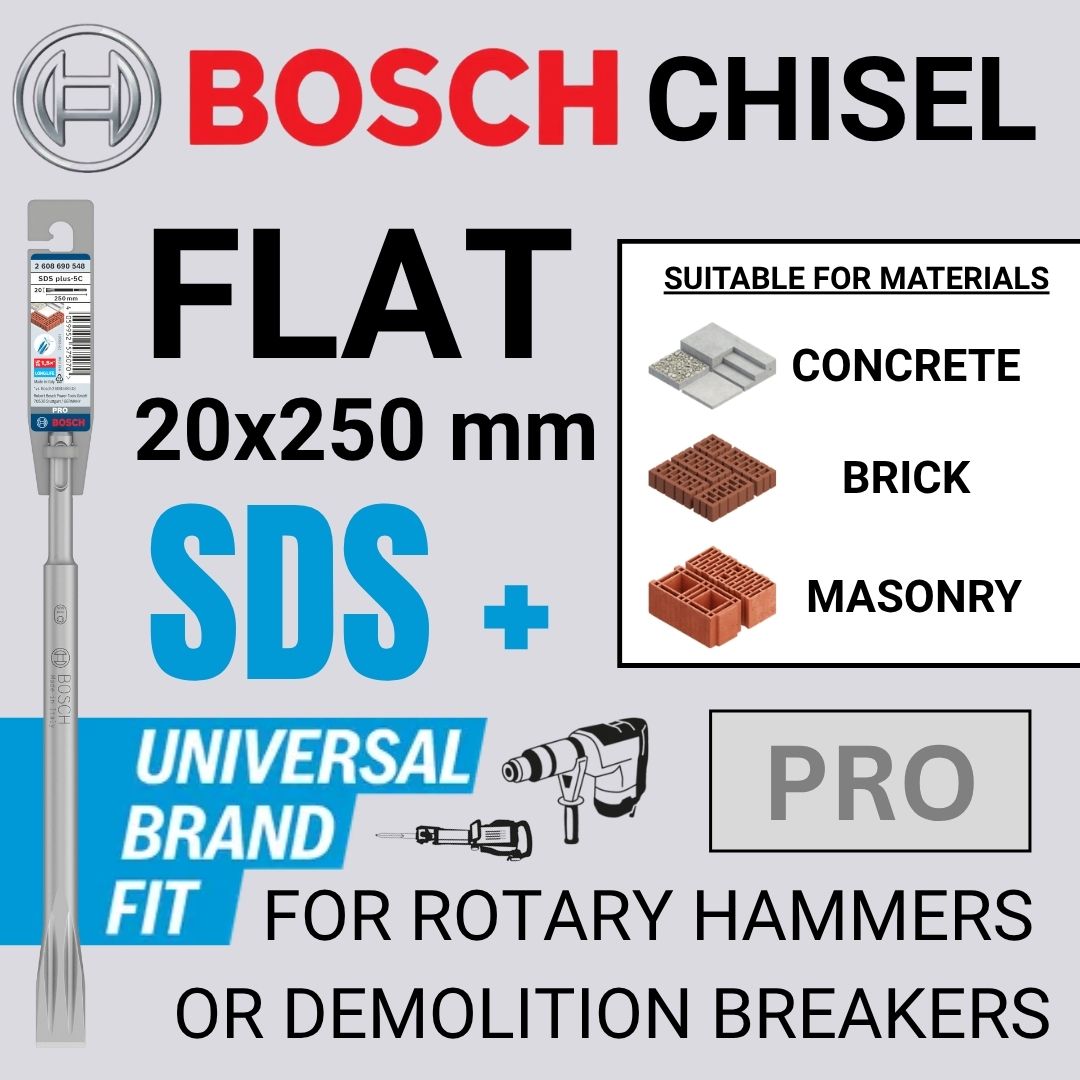 Bosch Pro SDS Plus-5C Chisel | Flat | 20x250 mm