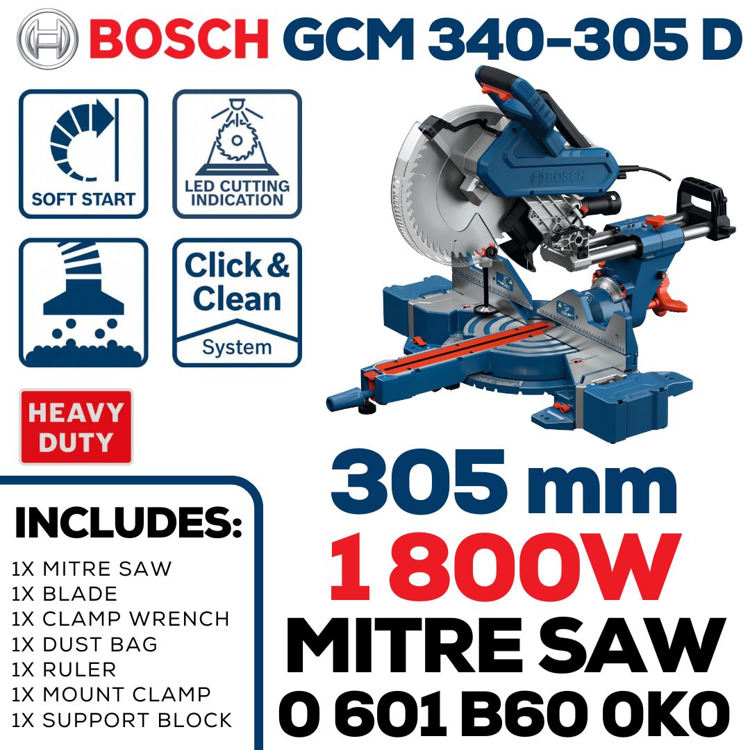 Bosch 1800W Slide Mitre Saw 305mm | GCM 340-305 D