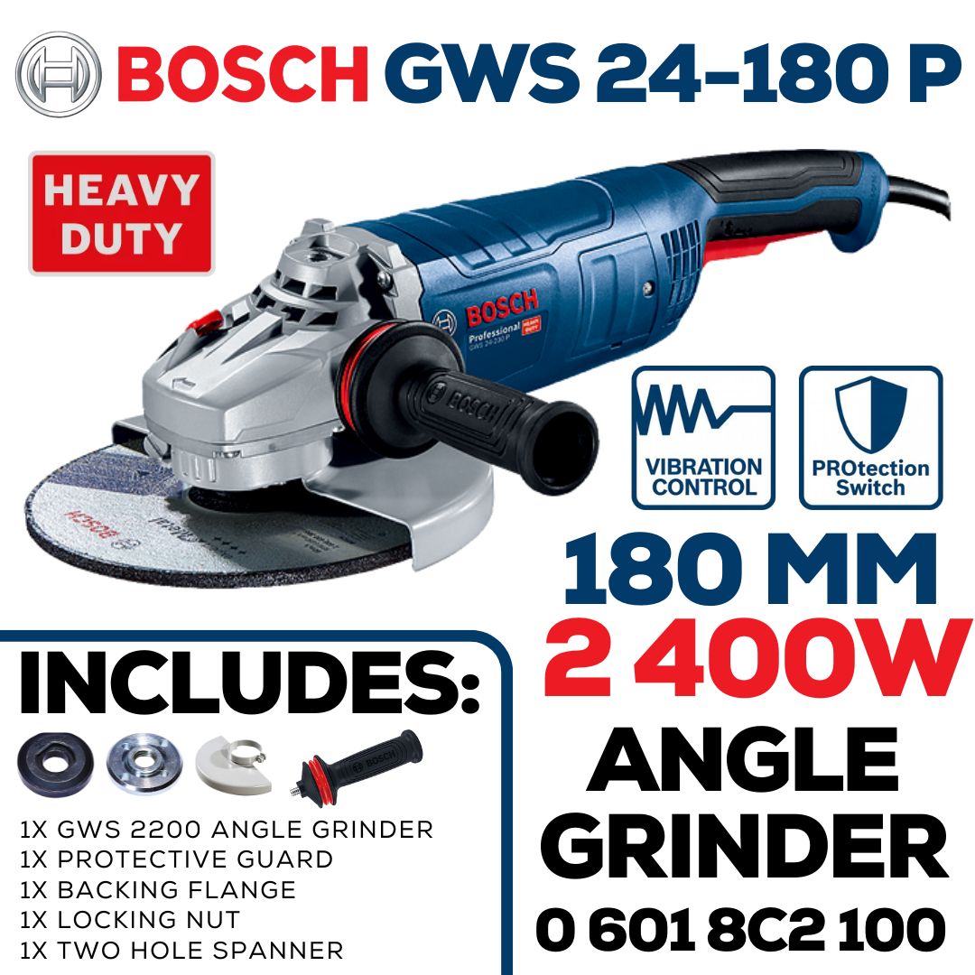 Bosch 2 400W Angle Grinder 180mm | Safety Pddle Switch