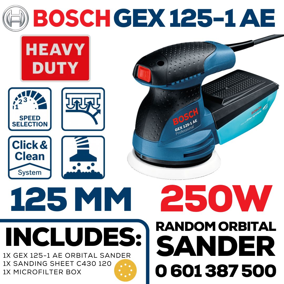 Bosch 250W Orbital Sander 125mm | Shop Online