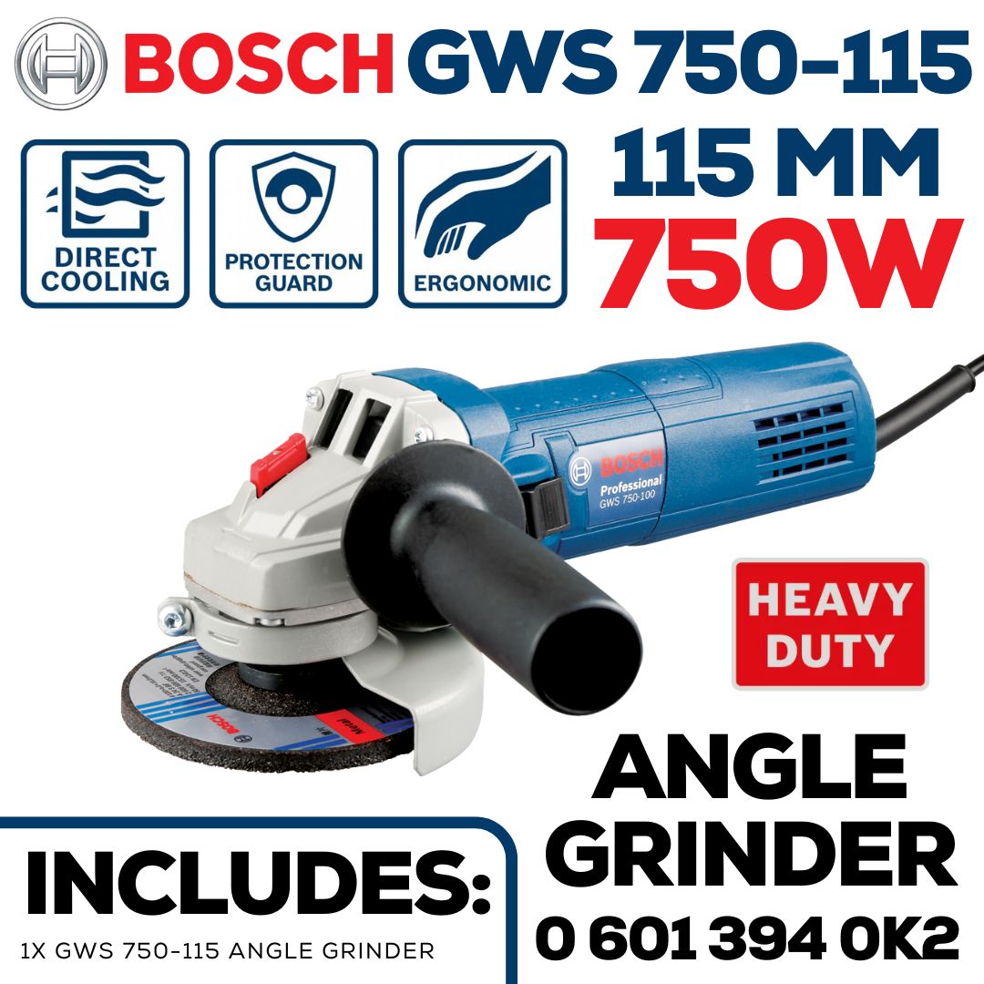 Bosch 750W Angle Grinder 115mm | GWS 750-115