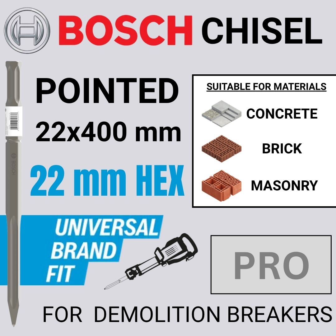 Bosch Pro HEX-5C Chisel | Pointed | 22x400 mm