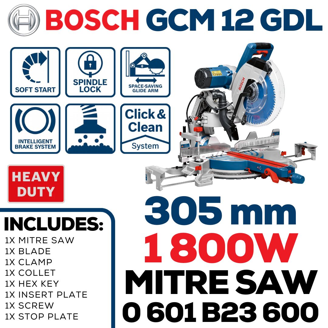 Bosch 1 800W Slide Mitre Saw 305mm | GCM 12 GDL
