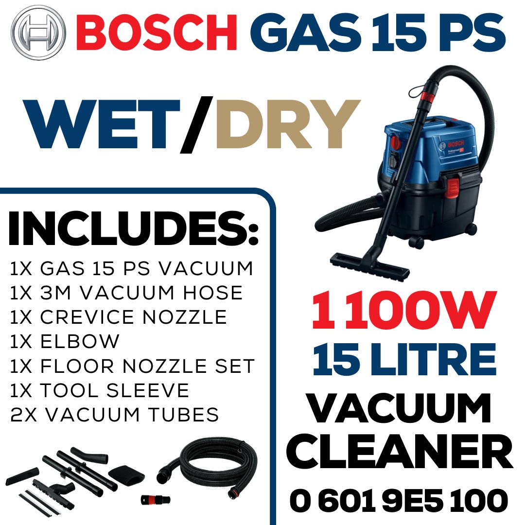 Bosch Wert/Dry Extractor 1 100W 15 Litre | GAS 15 PS