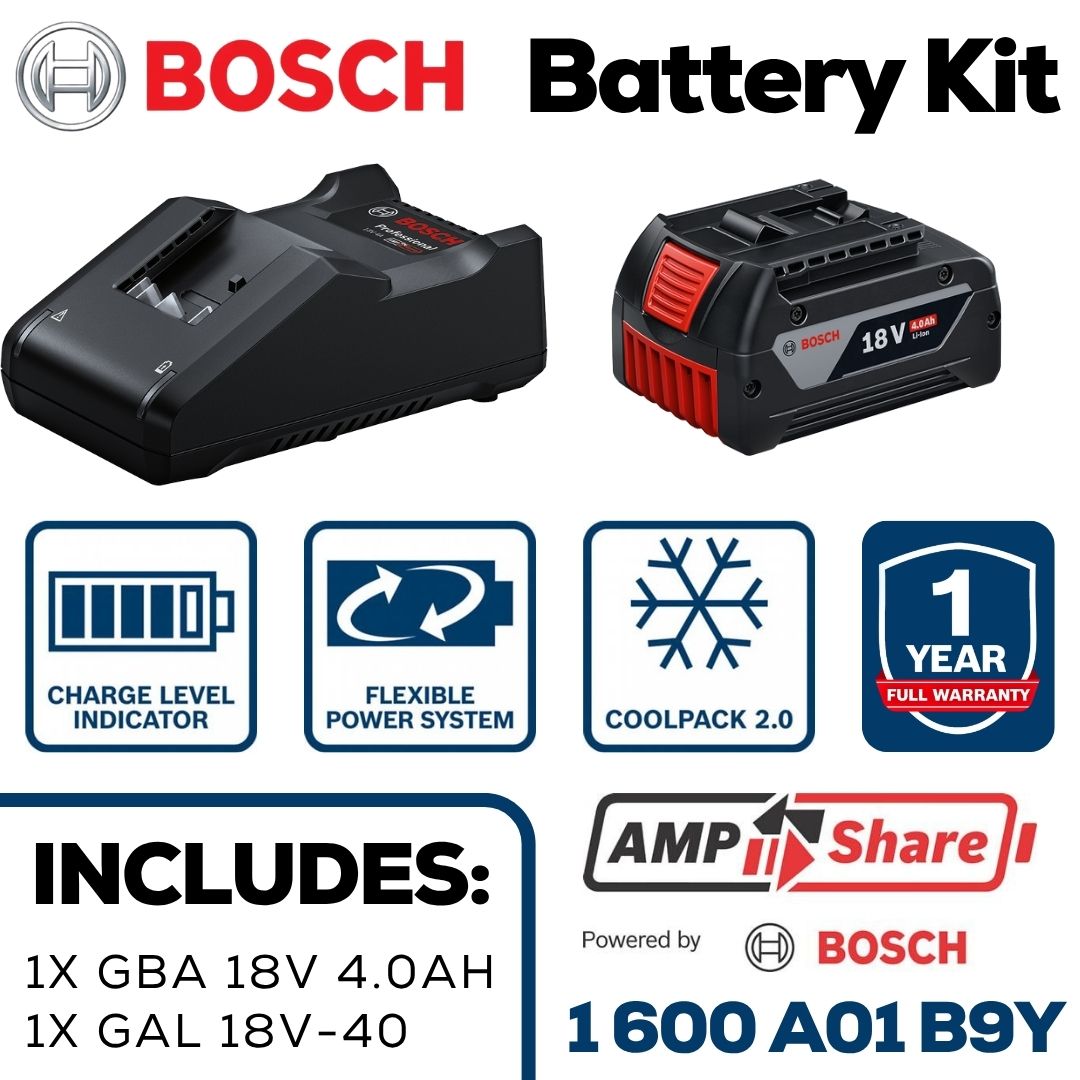 Bosch Professional 18V Battery Set | 4.0Ah Battery and Charger