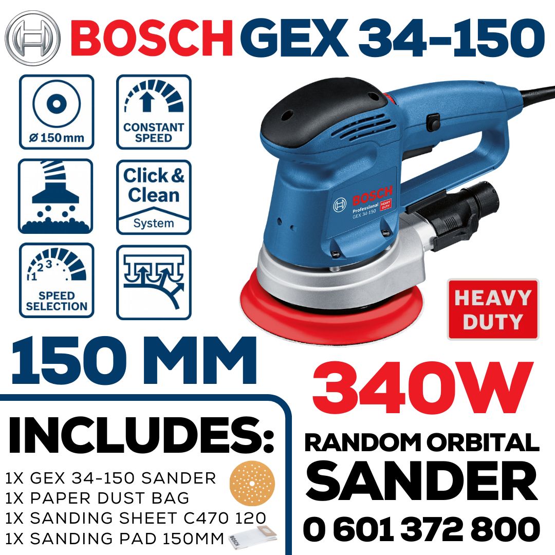 Bosch 340W Orbital Sander 150mm | Shop Online