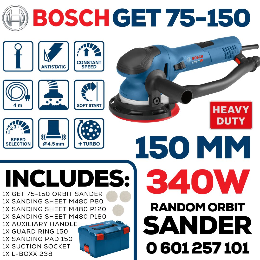 Bosch 340W Random Orbital Sander 150mm | Shop Online