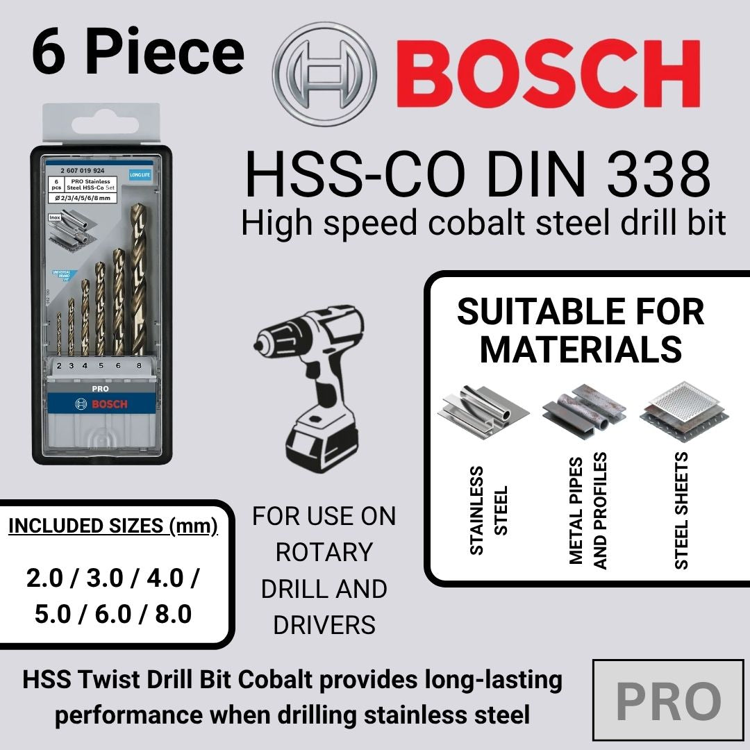 Bosch HSS-CO Drill Bit Set | 6 Piece