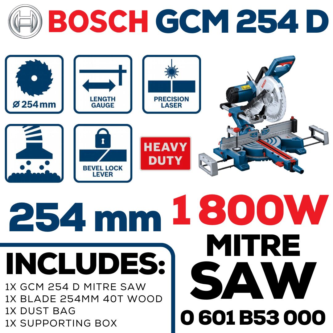 Bosch 1800W Slide Mitre Saw 254mm | GCM 254 D