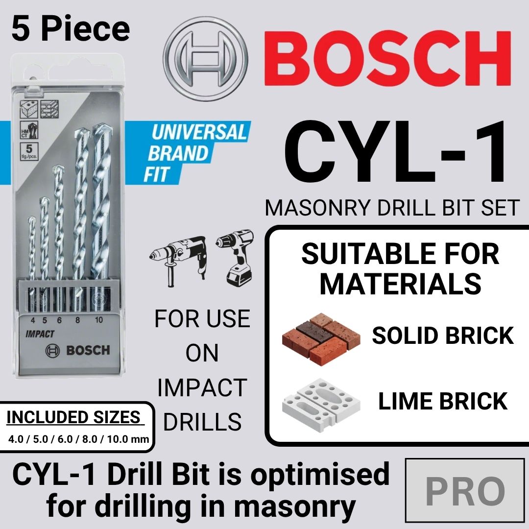 Bosch 5 Piece Masonry Drill Bit Set CYL-1