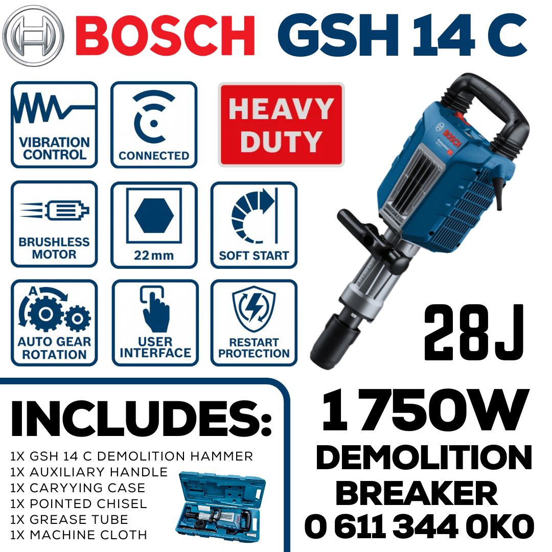Bosch Demolition Breaker 22 mm | 1 750W | 28 J