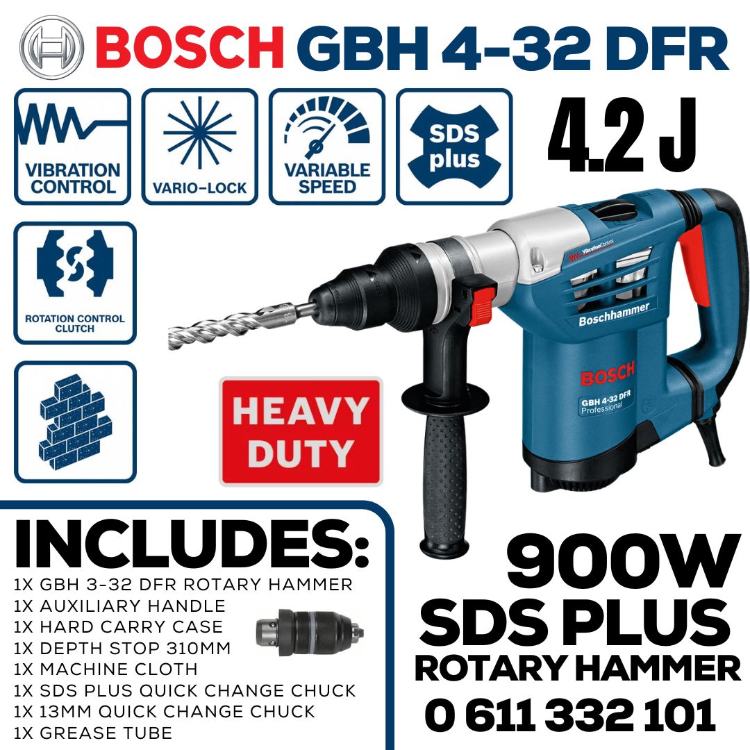Bosch Rotary Hammer 900W | 4.2 J | 4kg Class | 32mm