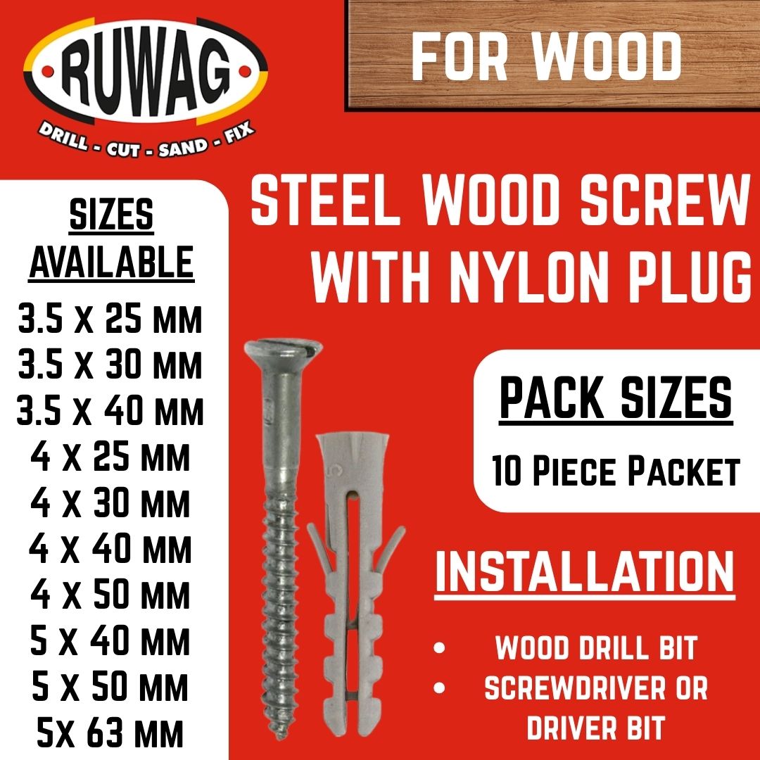 Ruwag Steel Screw and Plug | Wood | Order Online
