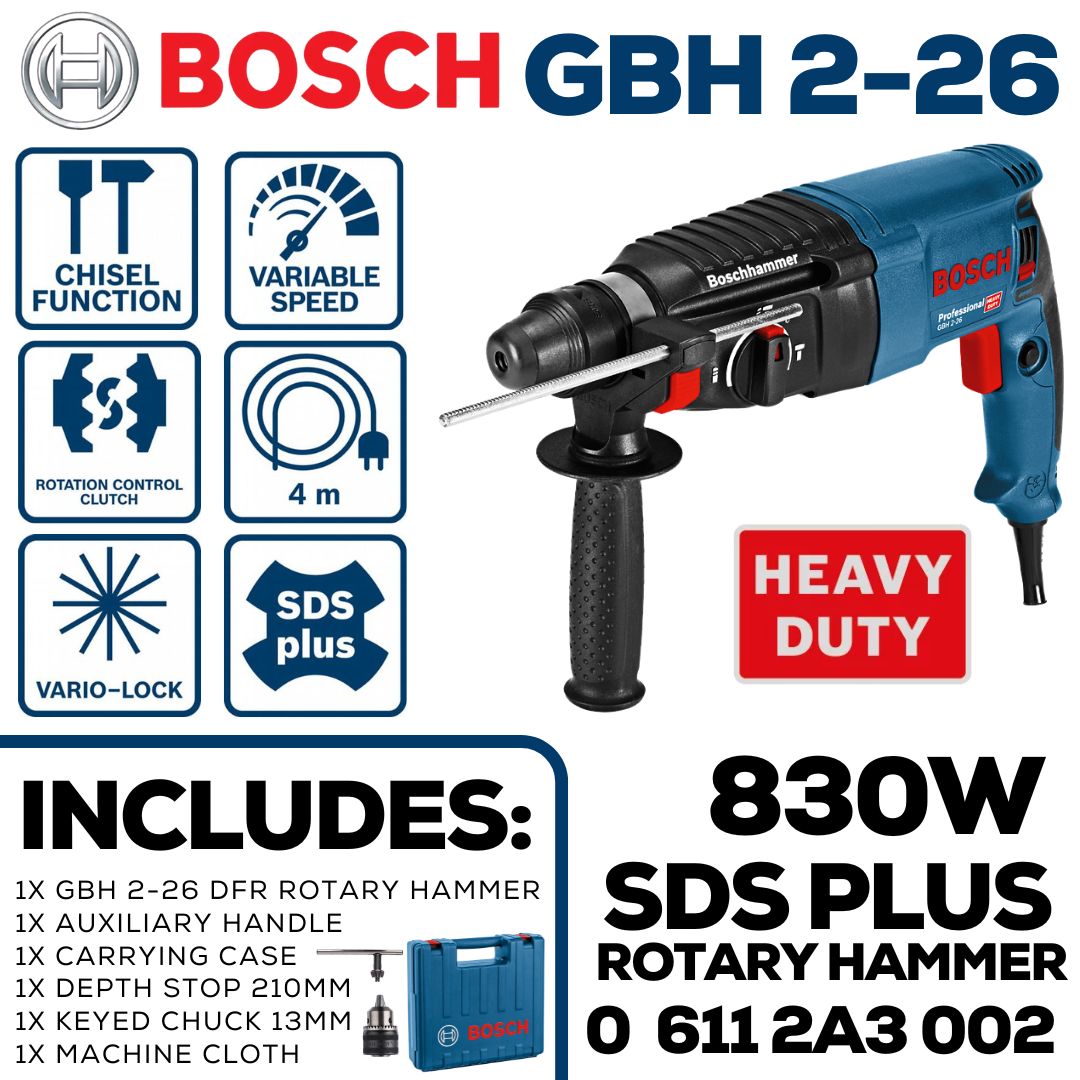 Bosch Professional Rotary Hammer 830W  in Carry Case | GBH 2-26
