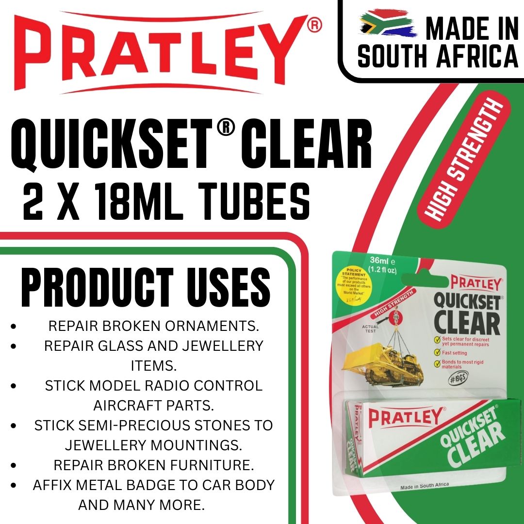 Pratley Quickset Clear Product Information - Bethanie Hardware