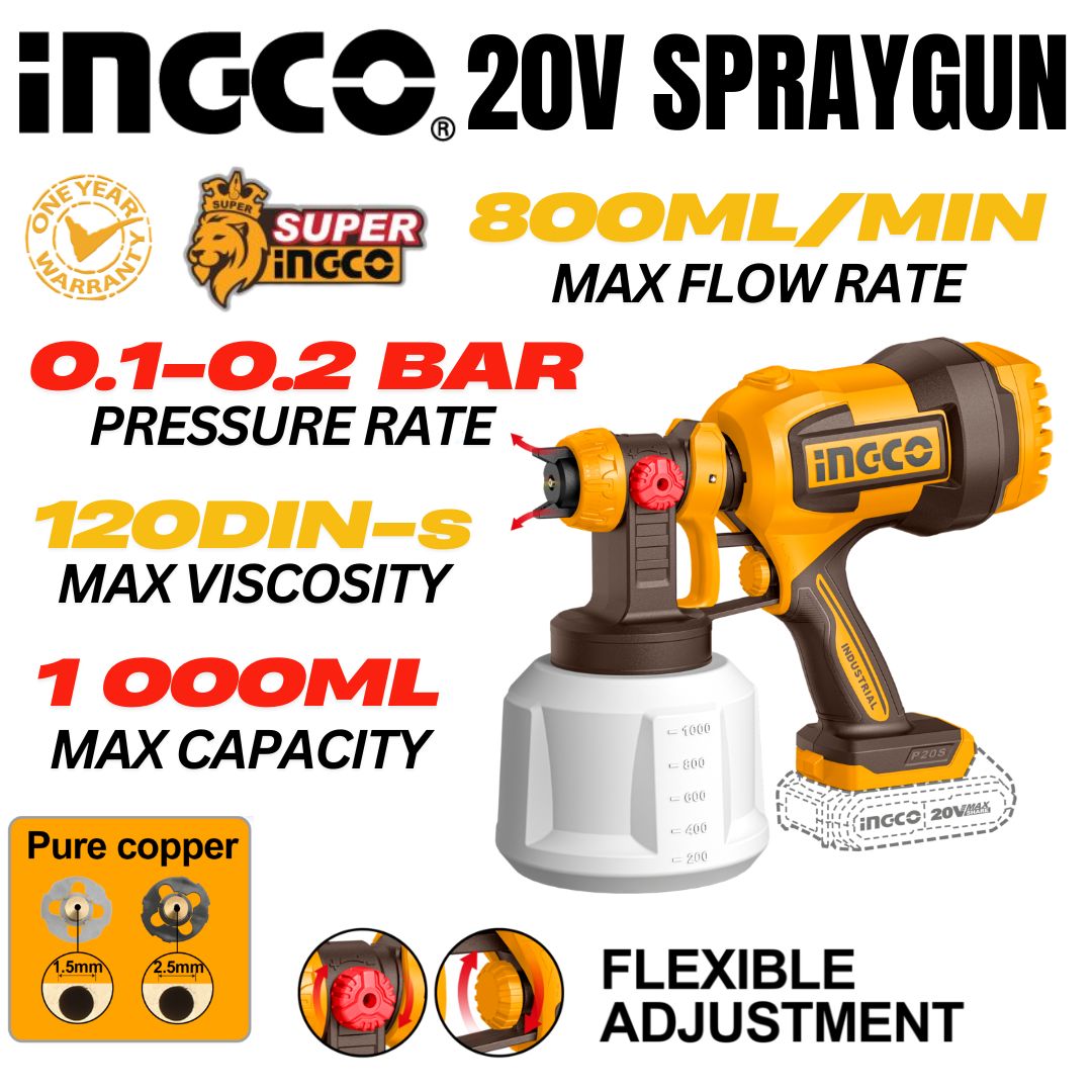 New Ingco Cordless 20V Spray Gun - Bethanie Hardware