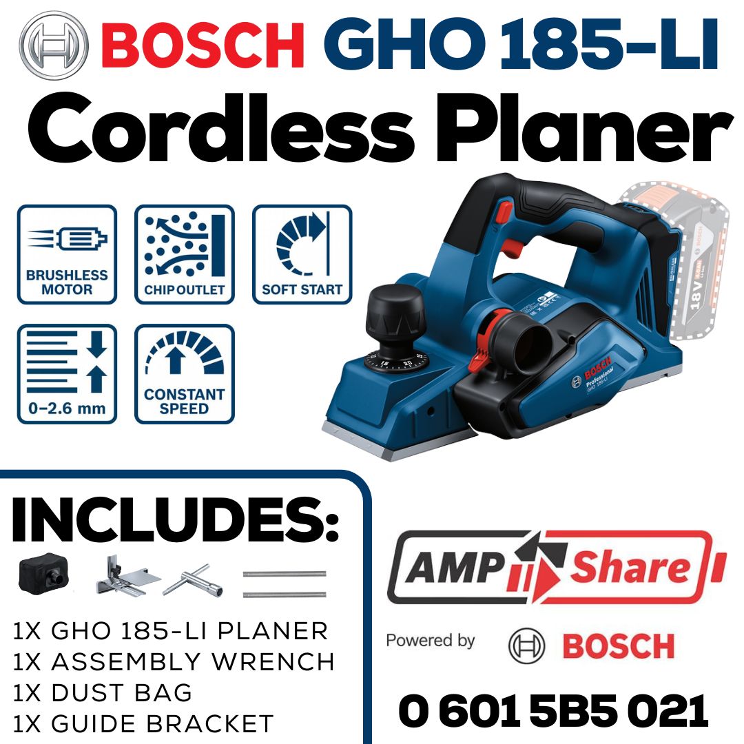 Bosch 18V Cordless Planer GHO 185-LI | Bethanie Hardware