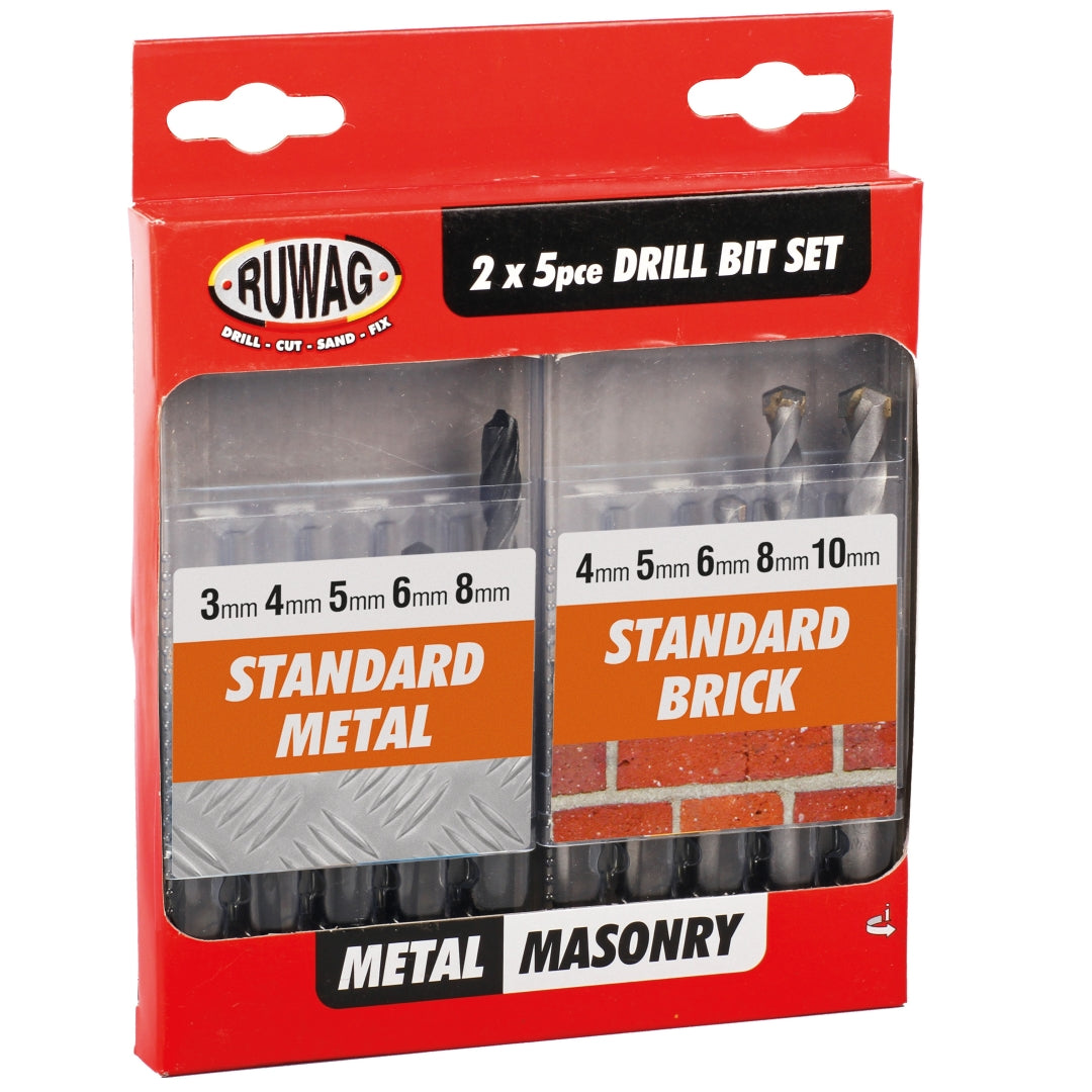Drill bit set metal and brick