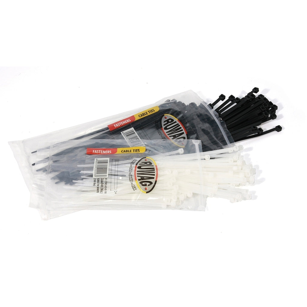 Ruwag Cable Ties Black 7.8x388mm (100)
