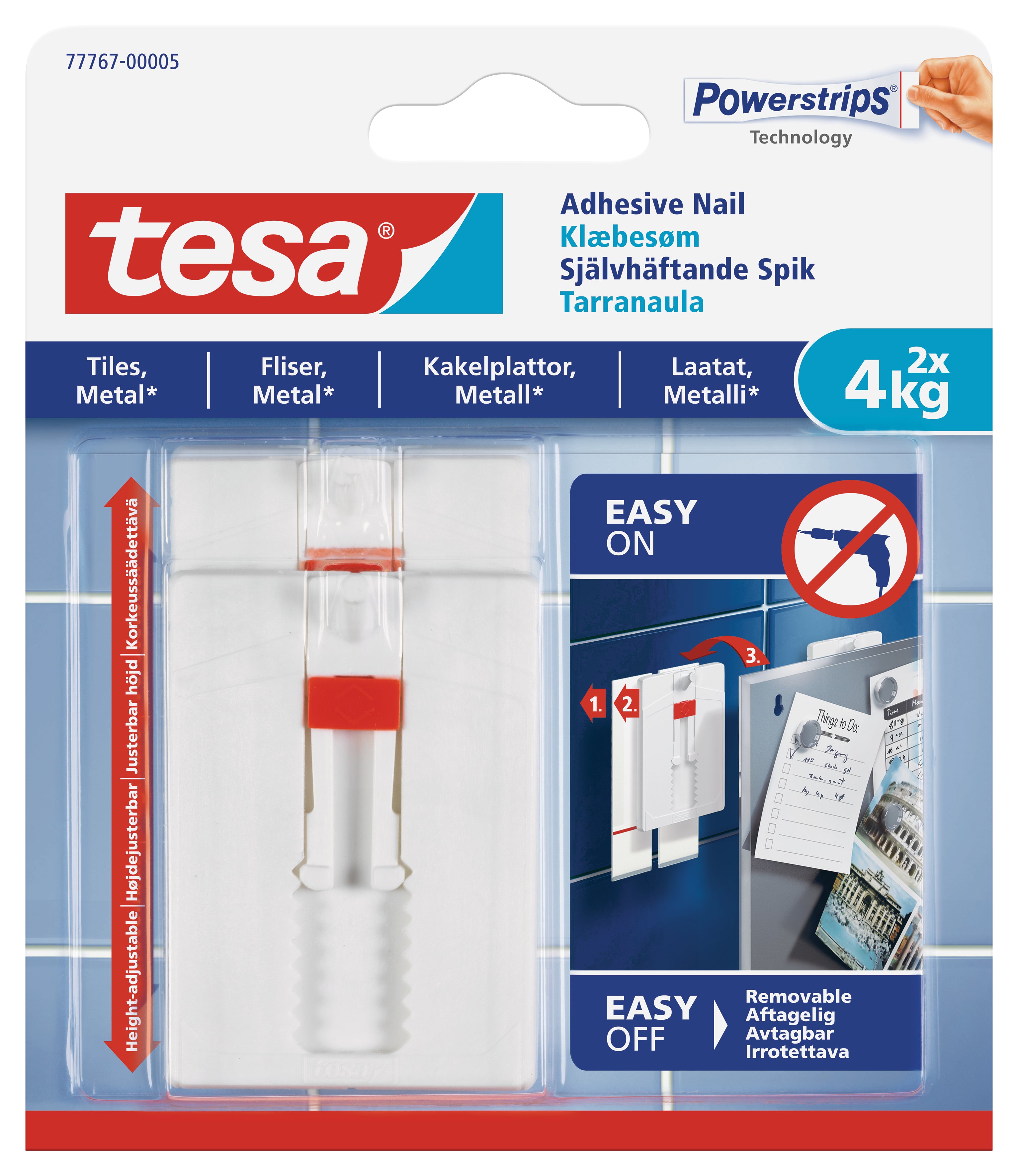 tesa Kleefspyker verstelbaar 4kg - Teëls 2 Hakies/ 6 Strips